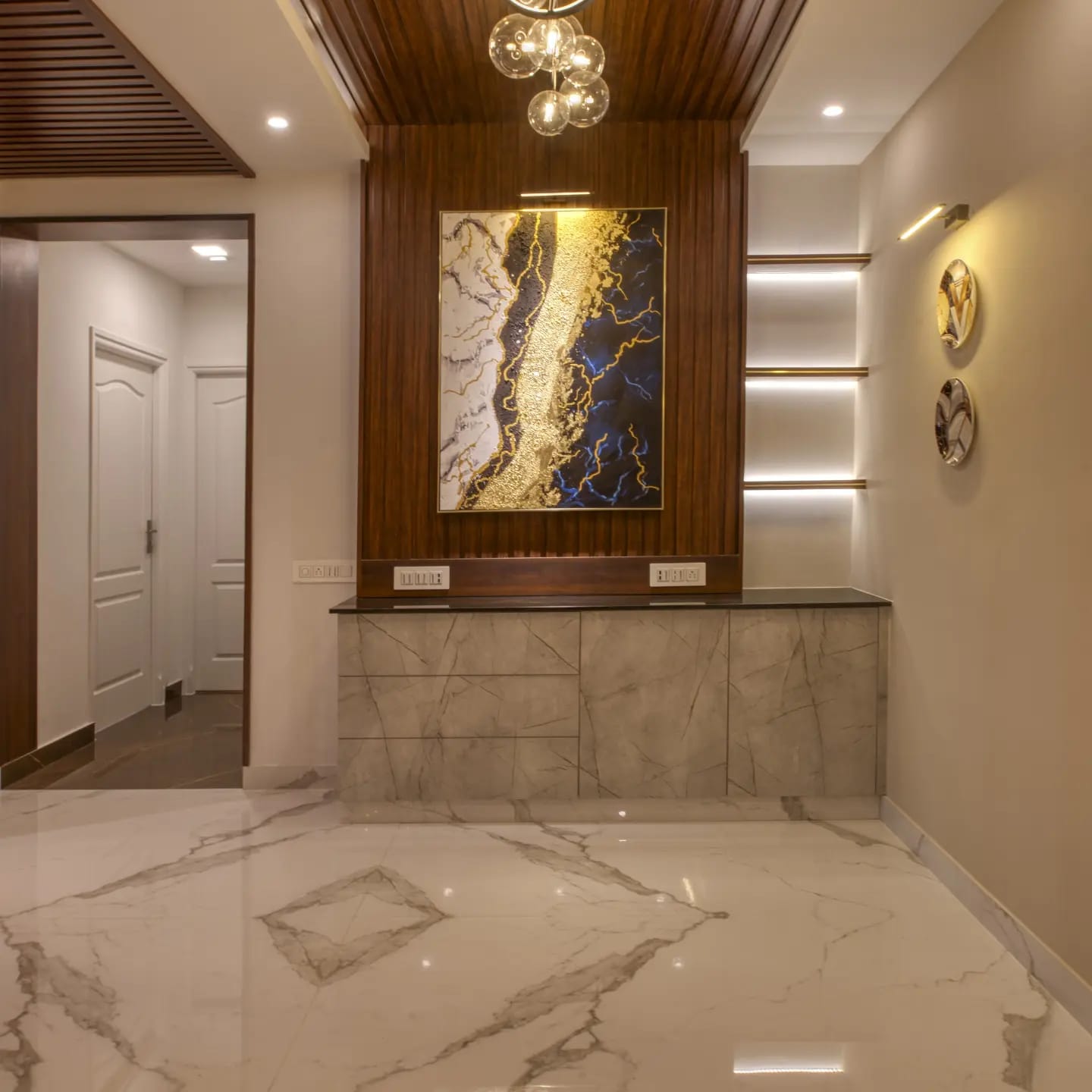 Completed luxury marble foyer interior by People for You
